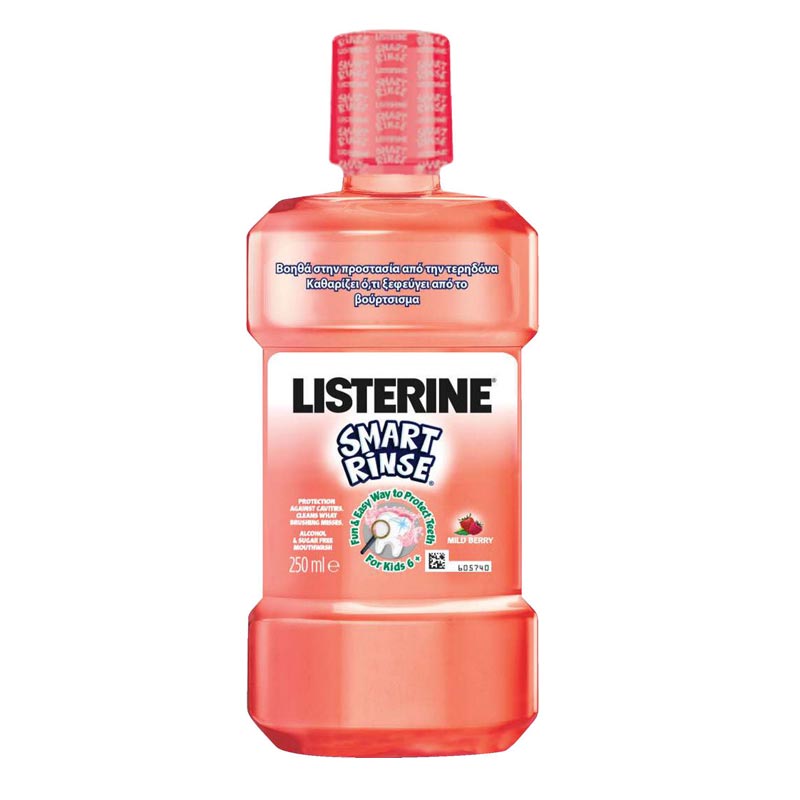 Listerine Smart Rinse Mild Berry, Παιδικό 6+ Στοματικό Διάλυμα Για την Προστασία απο Τερηδόνα, 250ml