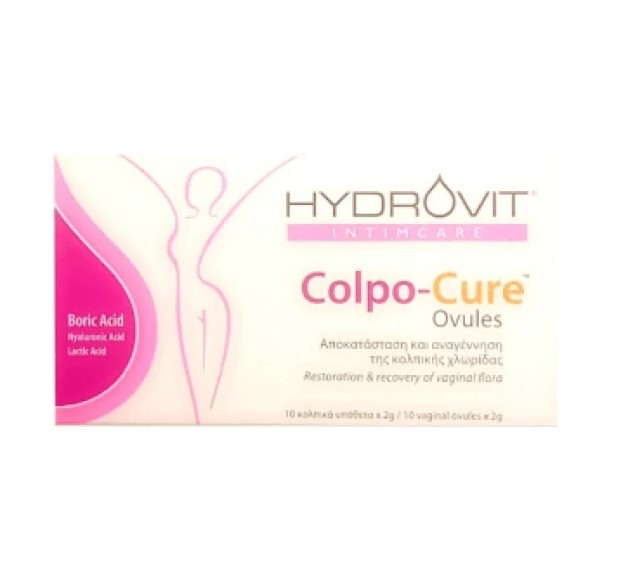 Hydrovit Colpo Cure Ovules Αποκατάσταση & Αναγέννηση της Κολπικής Χλωρίδας 10 Κολπικά Υπόθετα x 2gr