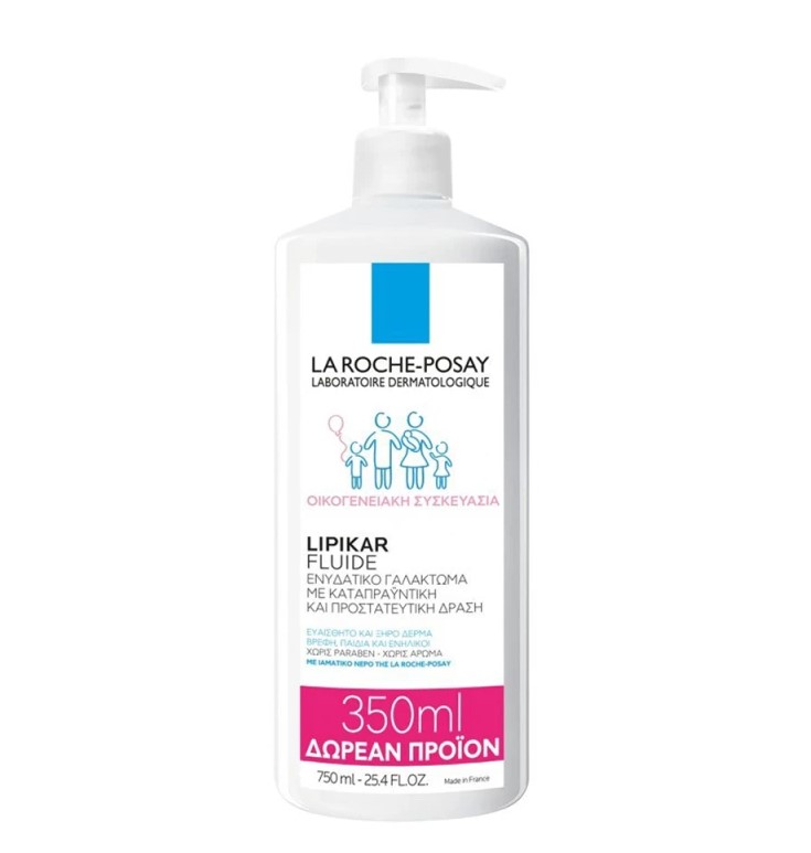 La Roche Posay Lipikar Fluid Family Size Ενυδατικό Γαλάκτωμα Προσώπου - Σώματος 750ml