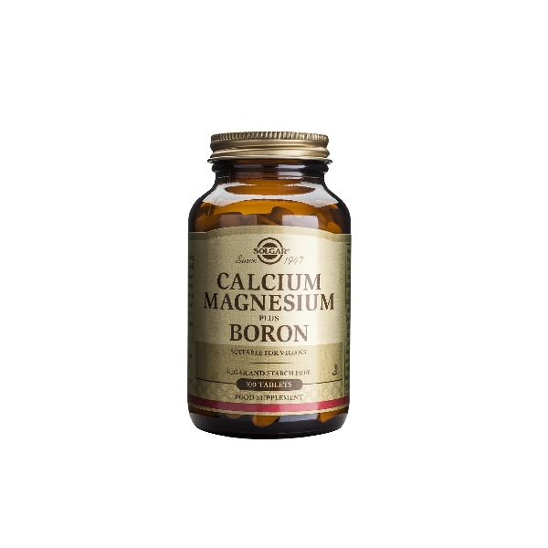 Solgar calcium magnesium + boron tabs 100s (βοηθά τα οστά, εμμηνόπαυση)