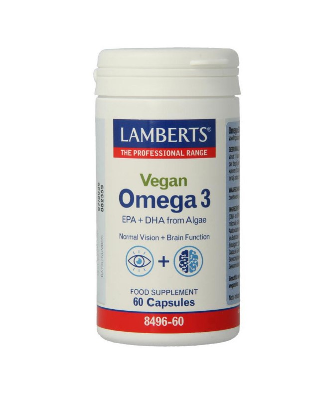Lamberts Vegan Omega 3, EPA & DHA 750mg from Algae Ωμέγα 3 Λιπαρά Οξέα 60 Κάψουλες