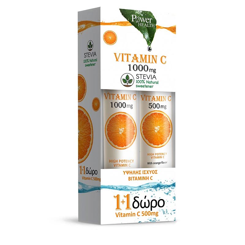 Power Health Vitamin C 1000mg με Στέβια + Vitamin C 500mg 24 + 20tabs