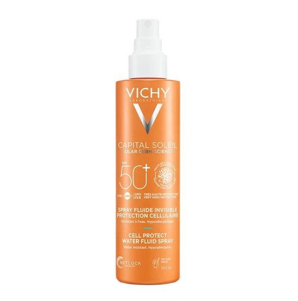 Vichy Capital Soleil Cell Protect Γαλάκτωμα Spray SPF50+ Με Λεπτόρρευστη Υφή για Πρόσωπο και Σώμα 200ml
