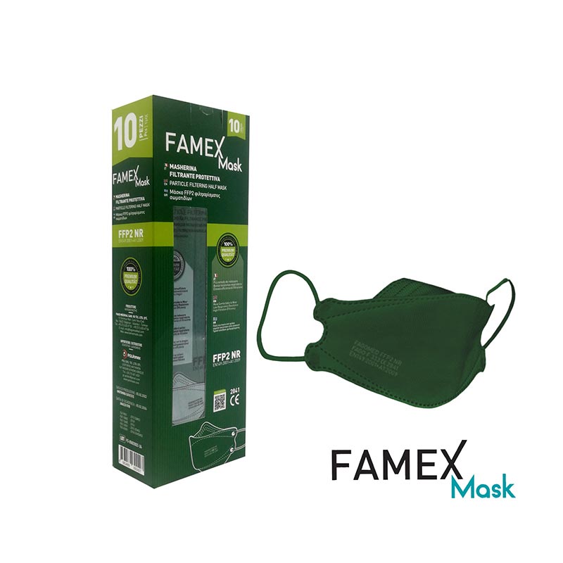 Famex FAGO F 333 Μάσκα Προστασίας FFP2 3D Extra Comfort Fish Style Κυπαρισσί 10τμχ
