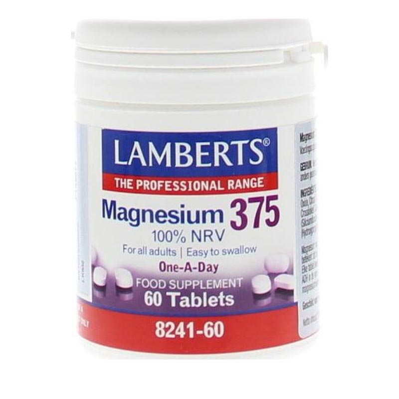 Lamberts Magnesium 375 100% NRV Συμπλήρωμα με τις 4 Σημαντικότερες Μορφές Αλάτων Μαγνησίου 60 tabs