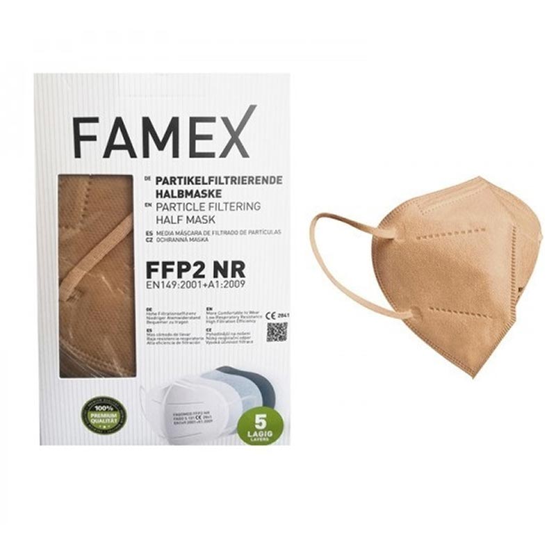 Famex Mask Μάσκες Υψηλής Προστασίας Μπέζ FFP2 NR 10τμχ