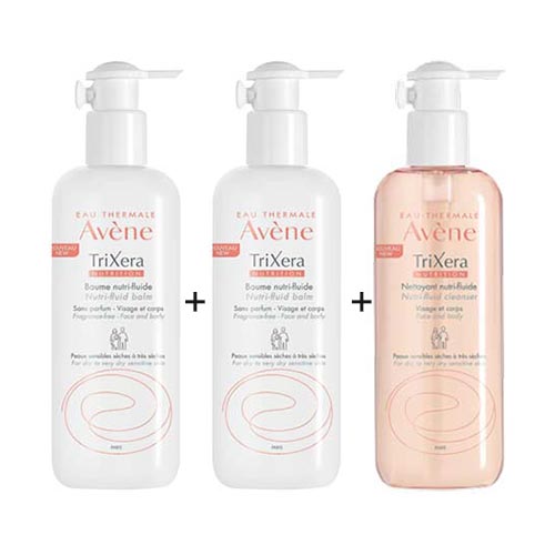 Ultimate Promo Set Avene Trixera Nutrition 2x Nutri-Fluid Balm Χωρίς Άρωμα 400+400ml & Nutri-Fluid Cleanser 400ml