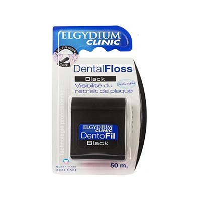 Elgydium Dental Floss Black Οδοντικό Νήμα Εμποτισμένο με Χλωρεξιδίνη 50m