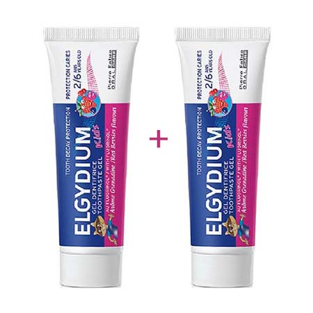 Elgydium 2x Kids Red Berries Gel (2-6 ετών) 50+50ml