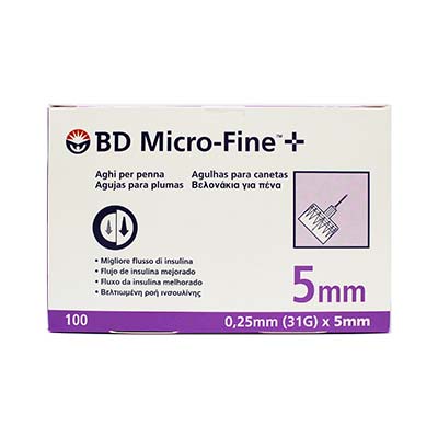 BD Micro-Fine Αποστειρωμένες βελόνες ινσουλίνης 5mm x 0.25mm (31G) 100τμχ