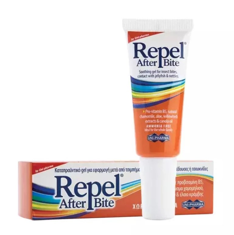 Uni Pharma Repel After Bite Καταπραϋντικό Gel, Χωρίς Αμμωνία για Ανακούφιση από τα Τσιμπήματα 20ml