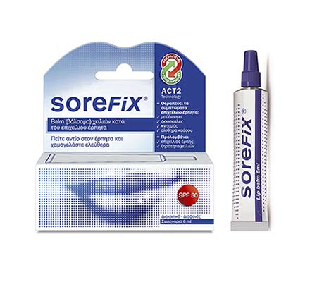 Sorefix Balm Xειλιών κατά του Eπιχείλιου Έρπητα SPF30, 6ml