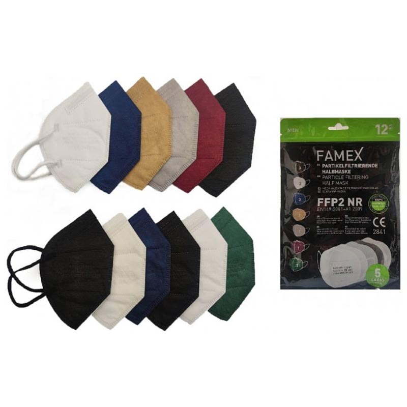 Famex Particle Filtering Half Mask FFP2 NR Men Mix 12τμχ - Ανδρικές Μάσκες Υψηλής Προστασίας Διάφορα Χρώματα