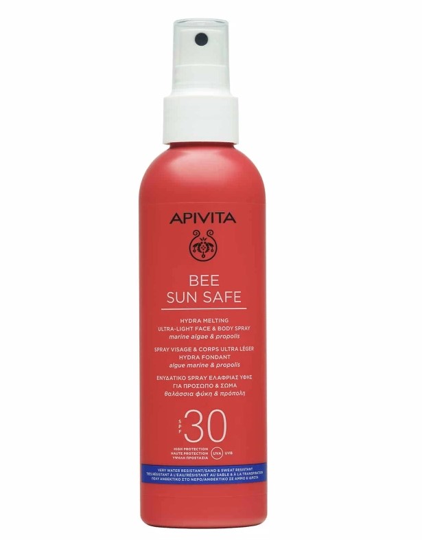Apivita Bee Sun Safe Hydra Melting Face Body SPF30 Ενυδατικό Αντηλιακό Spray Ελαφριάς Υφής για Πρόσωπο - Σώμα με Θαλάσσια Φύκη και Πρόπολη 200ml