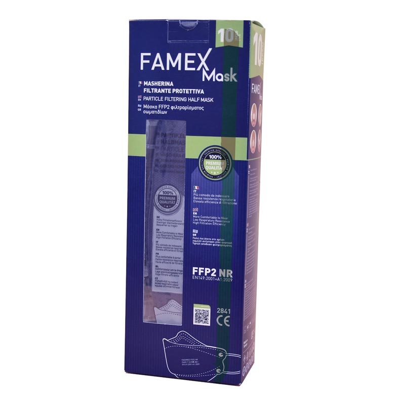 Famex FAGO F 333 Μάσκα Προστασίας FFP2 3D Extra Comfort Fish Style σε Μπλε χρώμα 10τμχ