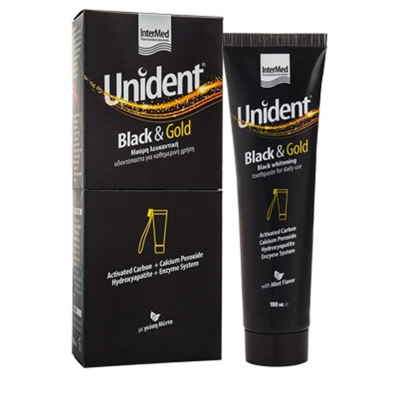 Intermed Unident Black Toothpaste Λευκαντική Οδοντόπαστα 100ml