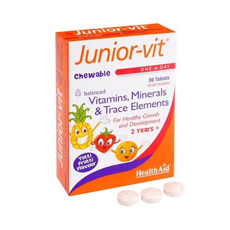 Health Aid Junior-Vit Vitamins & Minerals  με γεύση Tutti Frutti, 30 μασώμενες ταμπλέτες