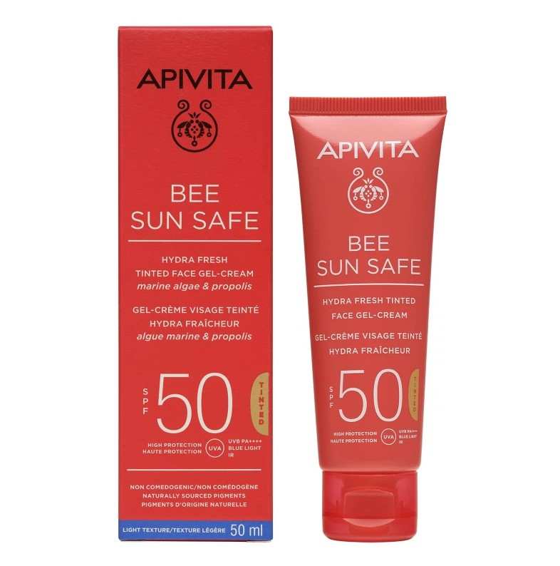 Apivita Bee Sun Safe Hydra Fresh Tinted Face Cream SPF50 Ενυδατική Αντηλιακή Gel Κρέμα Προσώπου με Χρώμα Ελαφριάς Υφής 50ml