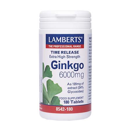 Lamberts Ginkgo Biloba Extract 6000mg 180tabs