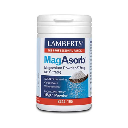 Lamberts MagAsorb Magnesium POWDER 375mg (as Citrate) Υψηλής Βιοδιαθεσιμότητας Μαγνήσιο Σε Μορφή Κιτρικού Αλατος 165gr
