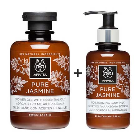 Apivita PROMO Set Pure Jasmine Αφρόλουτρο με γιασεμί 300ml + Γαλάκτωμα Σώματος 200ml