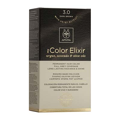 Apivita My Color Elixir Αrgan, Avocado & Olive Oils Βαφή Μαλλιών 3.0 Καστανό Σκούρο