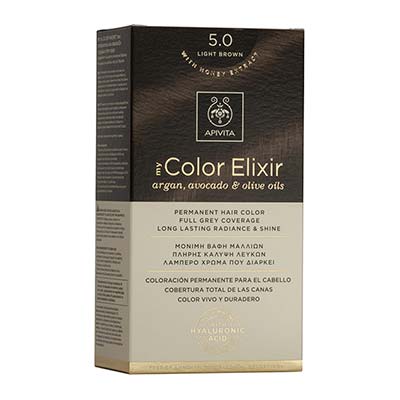 Apivita My Color Elixir Αrgan, Avocado & Olive Oils Βαφή Μαλλιών 5.0 Καστανό ανοιχτό