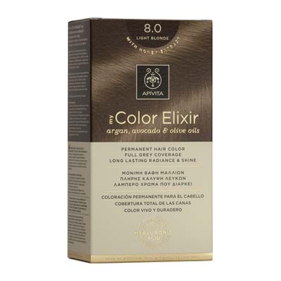 Apivita My Color Elixir Αrgan, Avocado & Olive Oils Βαφή Μαλλιών 8.0 Ξανθό Ανοιχτό