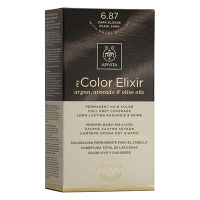 Apivita My Color Elixir Αrgan, Avocado & Olive Oils Βαφή Μαλλιών 6.87 Ξανθό Σκούρο Περλέ Μπεζ