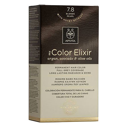 Apivita My Color Elixir Αrgan, Avocado & Olive Oils Βαφή Μαλλιών 7.8 Ξανθό Περλέ