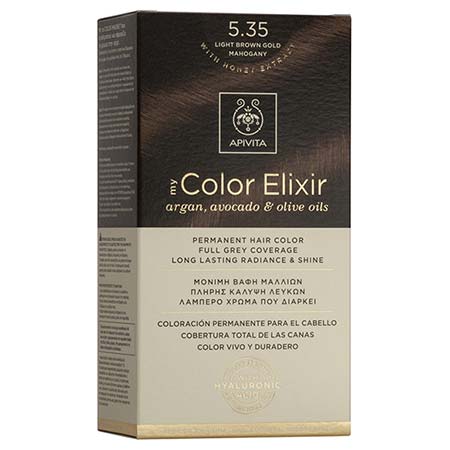 Apivita My Color Elixir Αrgan, Avocado & Olive Oils Βαφή Μαλλιών 5.35 Καστανό Ανοιχτό Μελί Μαονί