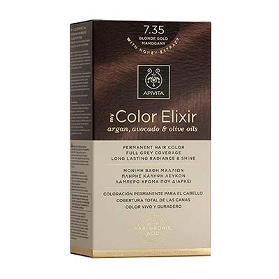 Apivita My Color Elixir Αrgan, Avocado & Olive Oils Βαφή Μαλλιών 7.35 Ξανθό Μελί Μαονί