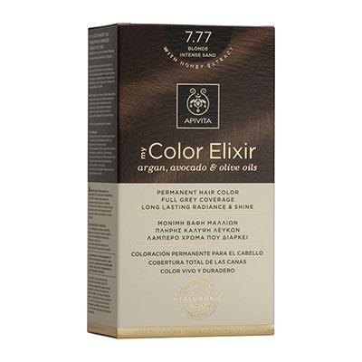 Apivita My Color Elixir Αrgan, Avocado & Olive Oils Βαφή Μαλλιών 7.77 Ξανθό Έντονο Μπεζ