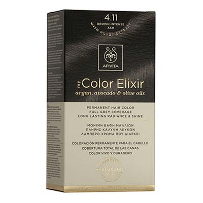 Apivita My Color Elixir Αrgan, Avocado & Olive Oils Βαφή Μαλλιών 4.11 Καστανό Έντονο Σαντρέ