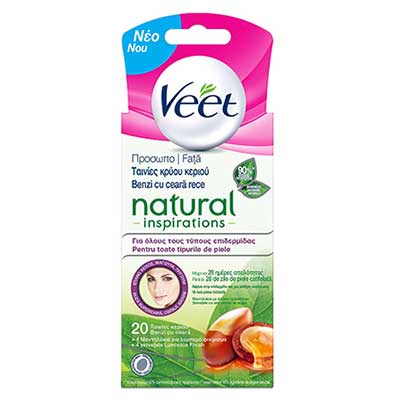 Veet Natural Inspirations Ταινίες Κρύο Κερί Για το Πρόσωπο - Για όλους τους τύπους δέρματος-   20 ταινίες