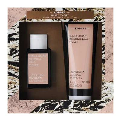 ΣΕΤ Korres Γυναικείο Άρωμα Black Sugar Oriental Lilly Violet 50ml + ΔΩΡΟ Body Milk 125ml