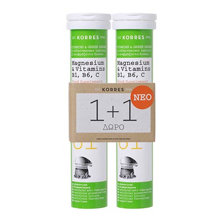 Korres Σετ 1+1 Magnesium & Vitamins B1 B6 C 2 x 12 αναβράζοντα δισκία