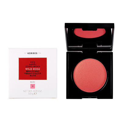 Korres Wild Rose Brightening Vibrant Colour Blush Ρουζ Μεταξένιας Υφής για Λάμψη & Ζωηρό Χρώμα 12 Golden Pink  5.5gr