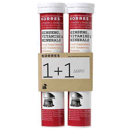 Korres Σετ 1+1 Ginseng Vitamins & Minerals 2x18 Αναβραζοντα Δισκια