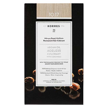 Korres Βαφή Μαλλιών Argan Oil Ageless Colorant Ξανθό Πλατίνας Μπεζ 10.17