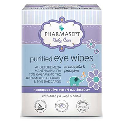 Pharmasept Baby Purified Eye Wipes Οφθαλμικά Μαντηλάκια 10τμχ