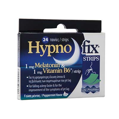 Unipharma Hypno Fix Strips 24 ταινίες. Συμπλήρωμα διατροφής με μελατονίνη