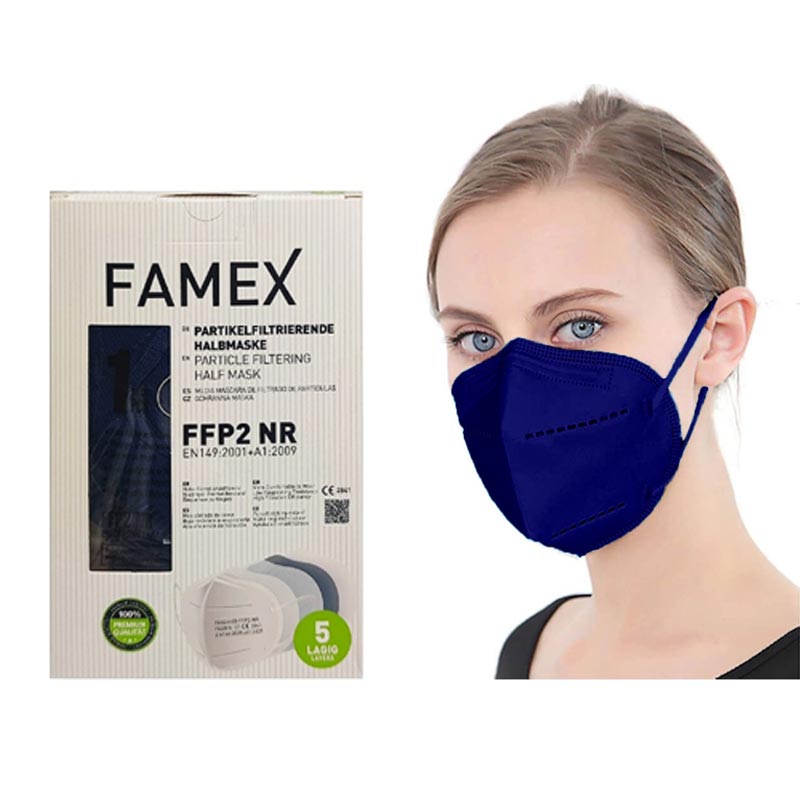 Famex Mask Μάσκες Υψηλής Προστασίας Μπλε Σκούρο FFP2 NR 10τμχ