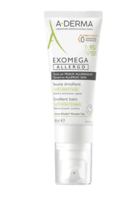 A-Derma Exomega Allergo Emollient Balm Αποστειρωμένο Μαλακτικό Βάλσαμο Προσώπου & Σώματος Κατά του Κνησμού 40ml