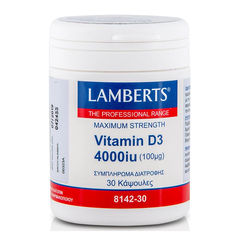 Lamberts Vitamin D3 4000iu (100μg) Συμπλήρωμα Διατροφής 30 Κάψουλες
