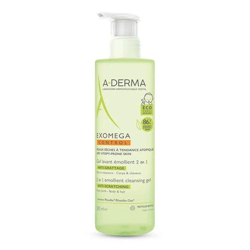 A-Derma Exomega Control Emollient Cleansing Gel 2 in 1 Βρεφικό Τζελ Καθαρισμού 500ml