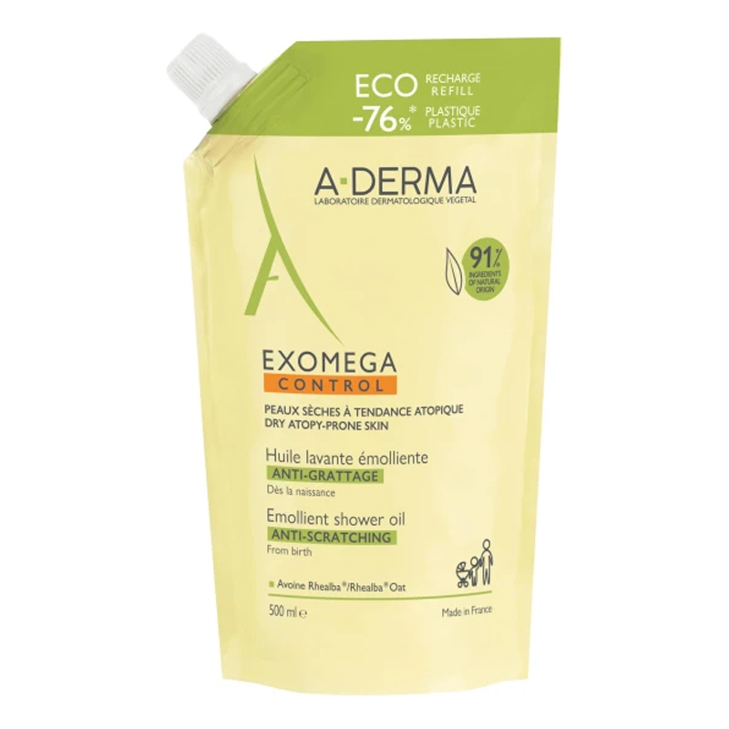 A-Derma Exomega Control Refill Μαλακτικό Έλαιο Καθαρισμού Κατά του Αισθήματος Κνησμού 500ml