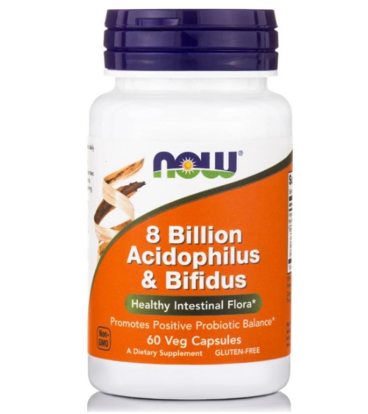 Now Foods 8 Billion Acidophilus & Bifidus Συμπλήρωμα Διατροφής Για Την Σωστή Λειτουργία του Εντέρου 60 Κάψουλες