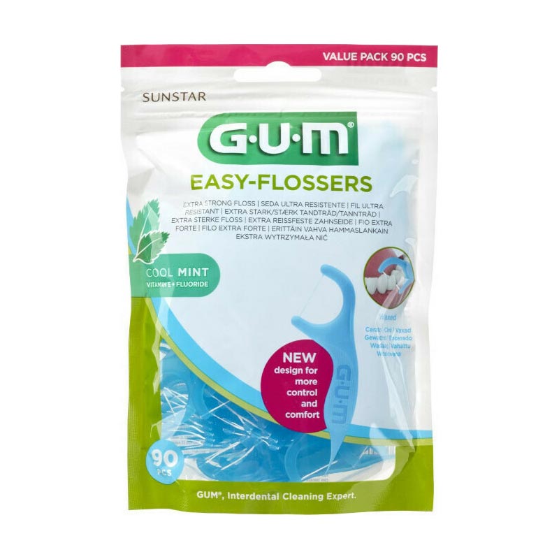 GUM Easy Flossers 890 Οδοντικό Νήμα σε Διχάλες Cool Mint Ελαφρώς Κερωμένο 90τμχ