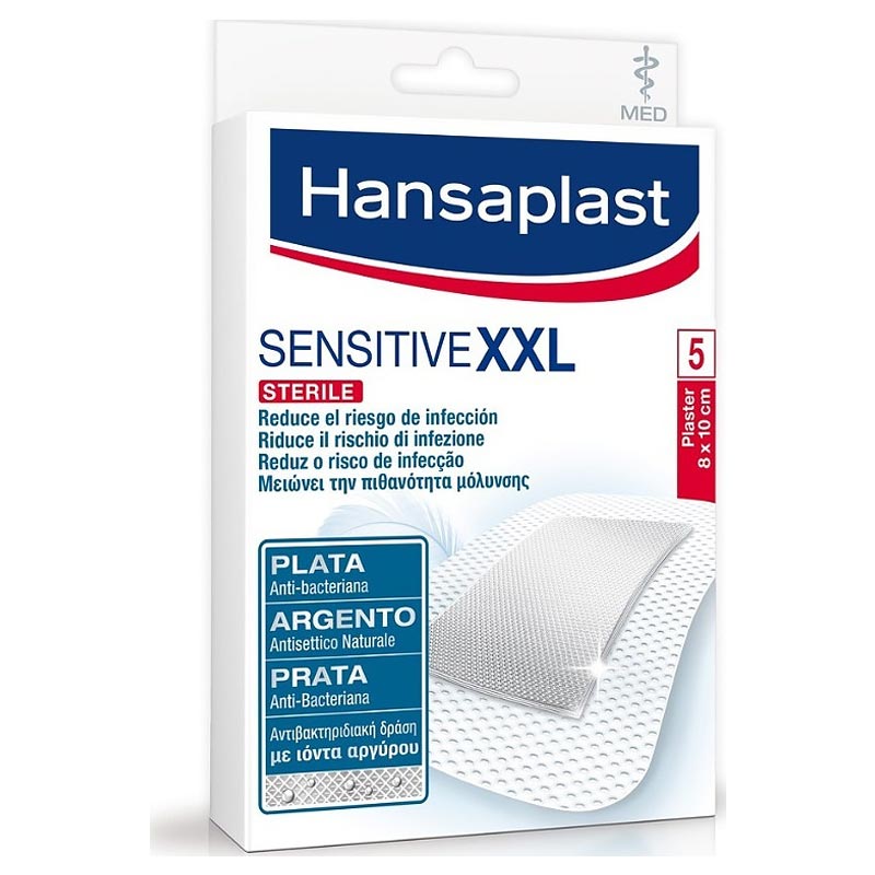 Hansaplast Antibacterial XXL Sensitive Sterile Επιθέματα με Αντιβακτηριακή Δράση 5 Τεμάχια